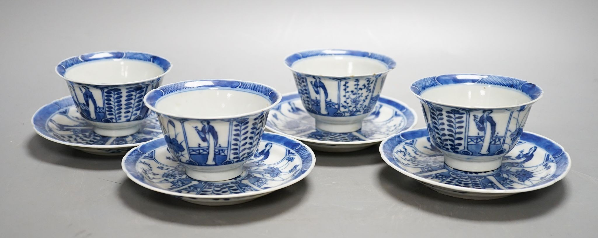 Four 19th century Chinese cups and saucers